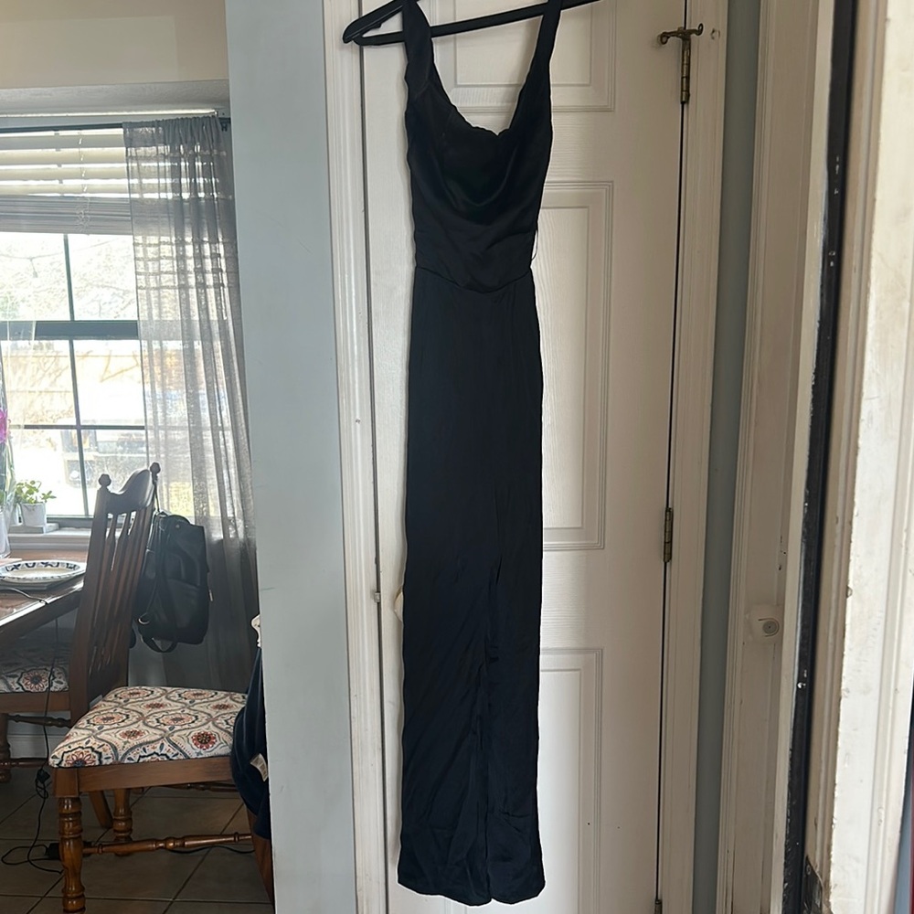 Baltic Born Black Sleeveless Cowl Neck Jumpsuit for Cocktail